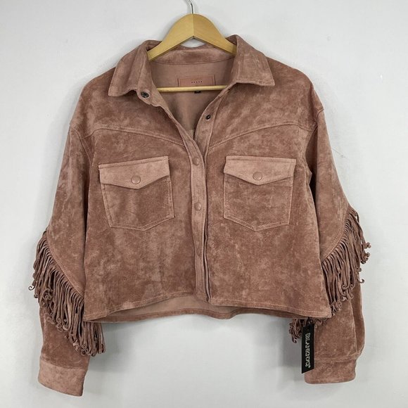 Blank NYC Jacket Size Small Pink Faux Suede Western Tasselled BNWT - Picture 9 of 13